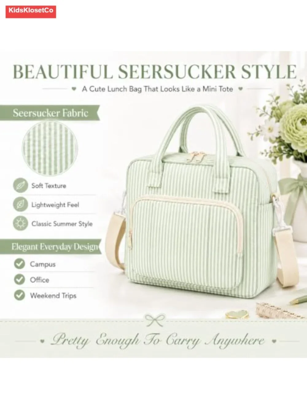 Insulated Lunch Tote Bag Women Large Capacity Multi Pocket Aesthetic with